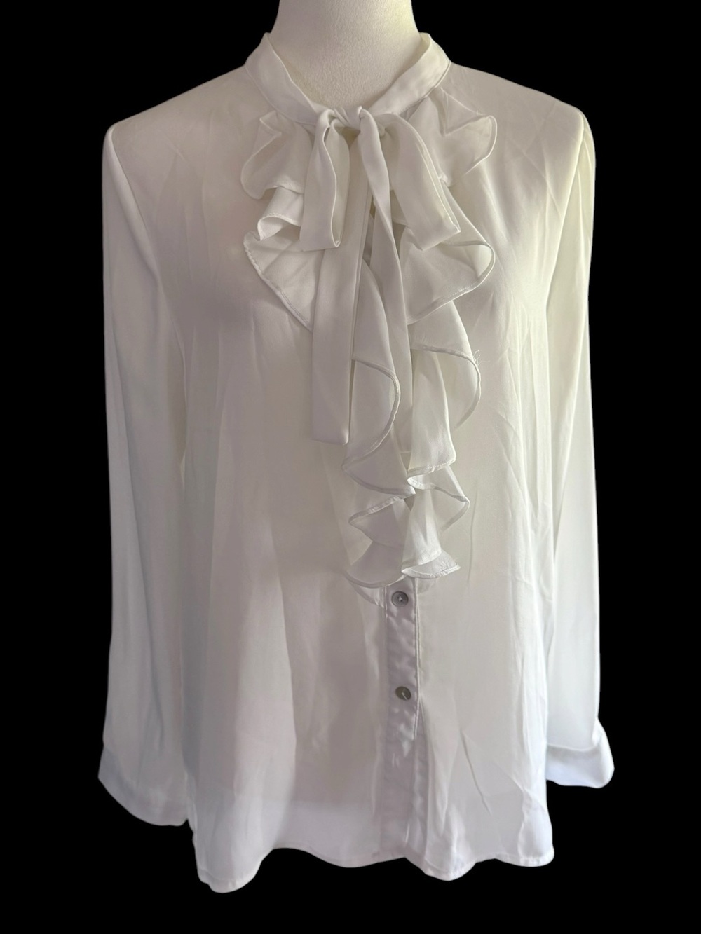 White Ruffle Tie-Neck Blouse - Elegant Women's Top ❤️❤️